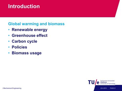 Energy from Biomass Lecture 1 - Mechanical Engineering