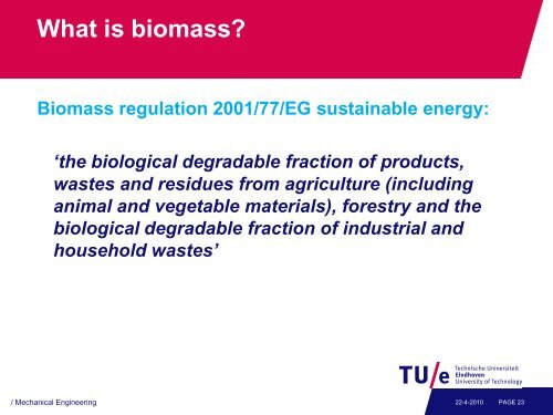 Energy from Biomass Lecture 1 - Mechanical Engineering