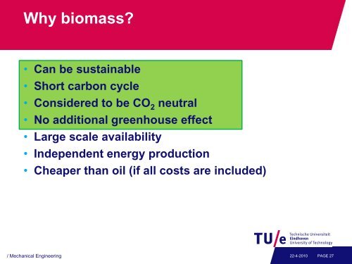 Energy from Biomass Lecture 1 - Mechanical Engineering