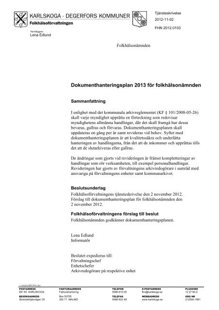 Ärende 03 Dokumenthanteringsplan 2013.pdf - Karlskoga kommun