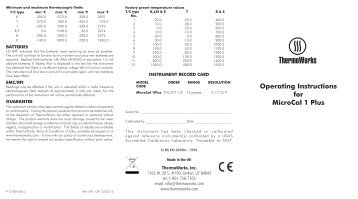 Operating Instructions for MicroCal 1 Plus - ThermoWorks.com