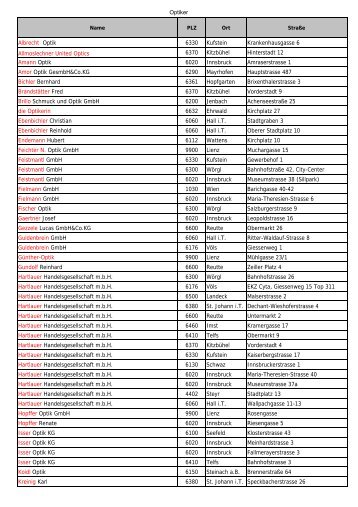 Optiker Albrecht Optik 6330 Kufstein Krankenhausgasse 6 ...