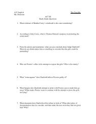 A.P. English The Crucible Ms. Donovan ACT III Study Guide ...