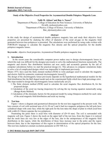 Study of the Objective Focal Properties for Asymmetrical Double ...