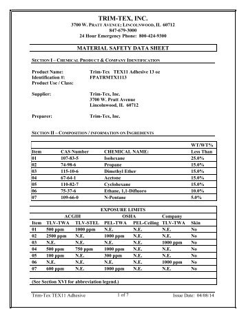 Tex 11 Spray Adhesive - MSDS Sheet.pdf - Trim-Tex