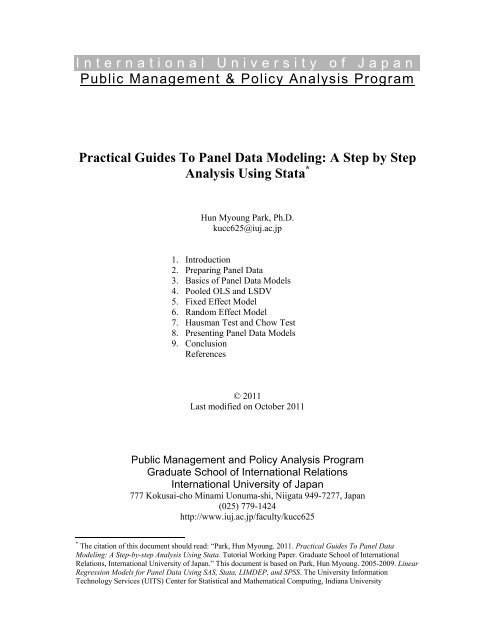 Practical Guides To Panel Data Modeling - International University ...