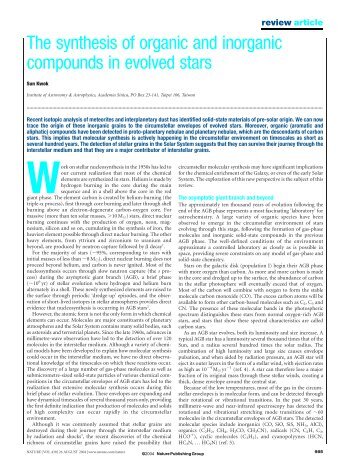 The synthesis of organic and inorganic compounds in evolved stars