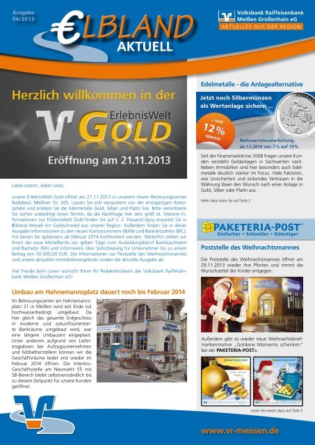 Kundenzeitschrift Ausgabe 04/2013 Region Meißen - Volksbank ...