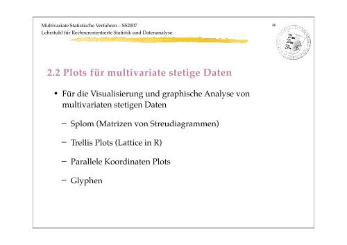 Visualisierung multivariater stetigen Variablen - Lehrstuhl fÃ¼r ...