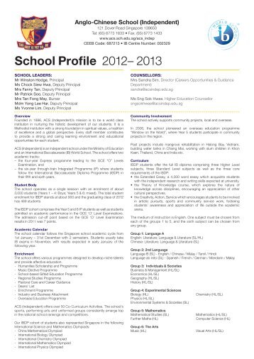 School Profile 2012â 2013 - Anglo-Chinese School - Ministry of ...