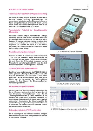 BTS256-E Bi-Tec Sensor Luxmeter ... - Gigahertz-Optik