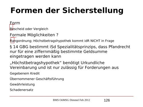 Nikolaus Dimmel: Zentrale Bereiche des BMS-Rechts