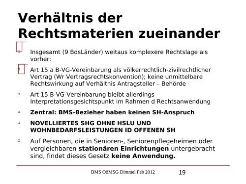 Nikolaus Dimmel: Zentrale Bereiche des BMS-Rechts