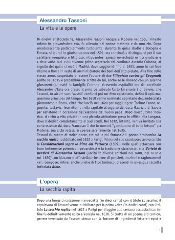 Alessandro Tassoni La vita e le opere L'opera La secchia rapita