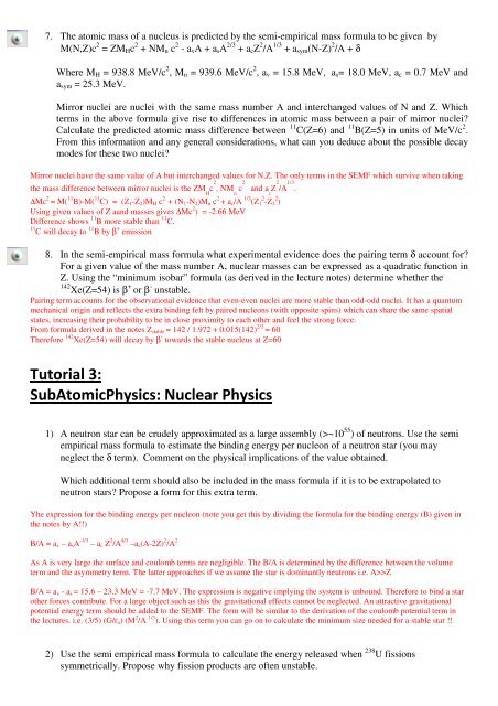 Tutorial 1: SubAtomicPhysics: Nuclear Physics