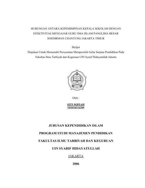 Jurusan Kependidikan Islam Program Studi Manajemen Idb4