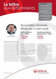 Lettre aux actionnaires nÂ°11 - Veolia Finance - Veolia Environnement