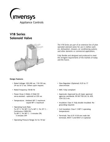 V18 Series Solenoid Valve - Toolbox.invensyscontrols.com