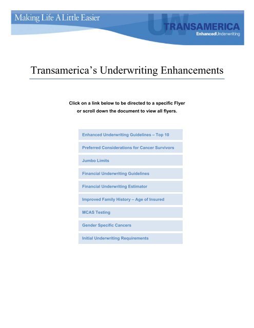 Enhanced Underwriting Guidelines Flyers Combo - Transamerica