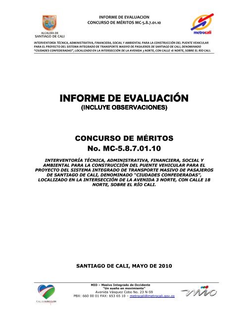 INFORME DE EVALUACIÃN - Metrocali