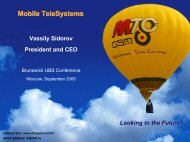Brunswick UBS Conference in Moscow - Mobile TeleSystems
