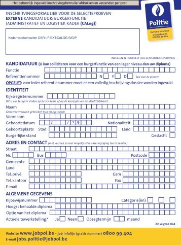 inschrijvingsformulier 'burgerfunctie' - Jobpol