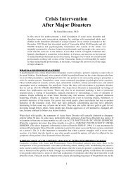 Crisis Intervention After Major Disasters