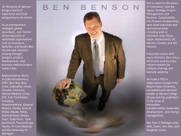 Dr. Benjamin B. Benson brings a world of experience and fresh ...