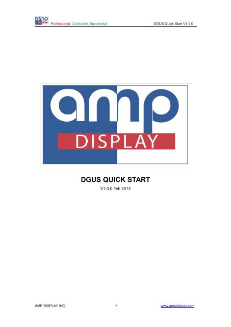 DGUS QUICK START - Amp Displays