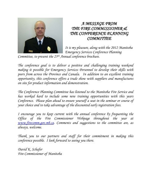 a message from the fire commissioner & the conference planning ...