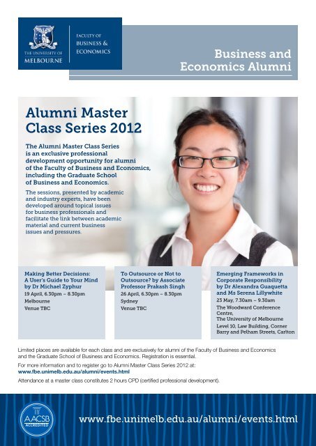 Download the Alumni Master Class flyer pdf - Faculty of Business ...