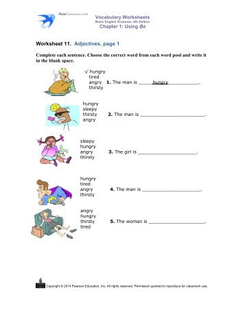 Worksheet 11. Adjectives, page 1 - AzarGrammar.com