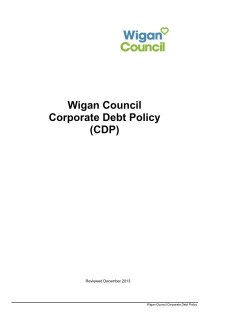 Wigan Council Corporate Debt Policy