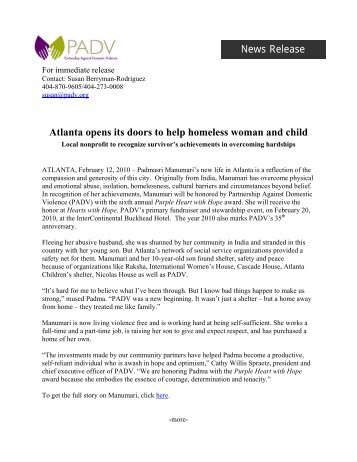 Atlanta opens its doors to help homeless woman and child ... - PADV