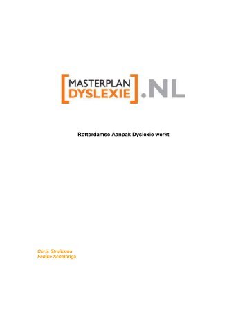Rotterdamse Aanpak Dyslexie werkt - Masterplan Dyslexie