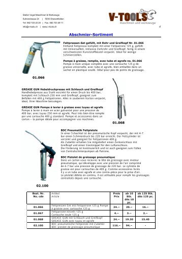 Abschmier-Sortiment - v-tools