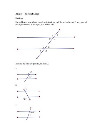 Angles â Parallel Lines - Hanlon Math