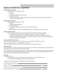 Employee Health Policy Agreement - Stadium Food & Beverage