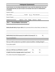 Kindergarten Questionnaire