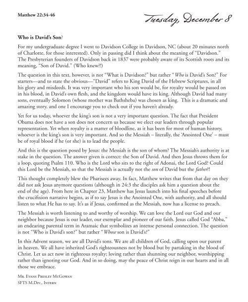 Advent Devotional Resource - San Francisco Theological Seminary