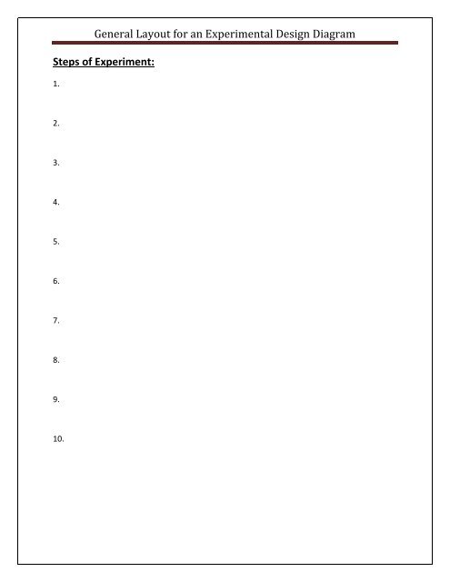 General Layout for an Experimental Design Diagram