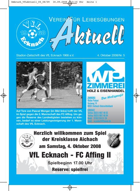 86551 Aichach Telefon 0 82 51/ 10 80 · Fax 0 82 51 - VfL Ecknach