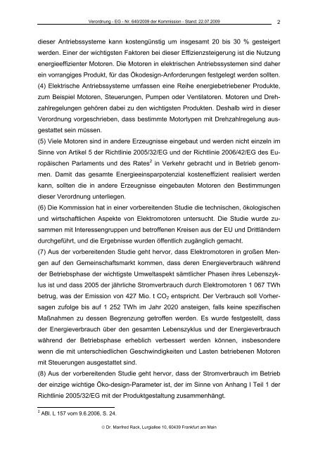 Verordnung - EG - Nr. 640/2009 der Kommission vom 22. Juli 2009 ...