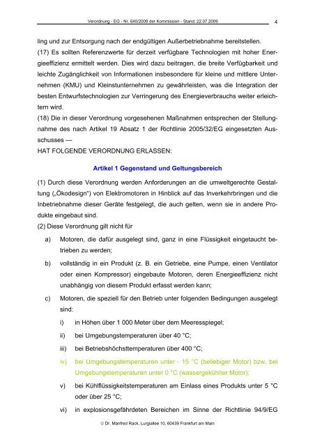 Verordnung - EG - Nr. 640/2009 der Kommission vom 22. Juli 2009 ...