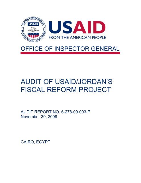 Audit of USAID/Jordan's Fiscal Reform Project - US Agency For ...