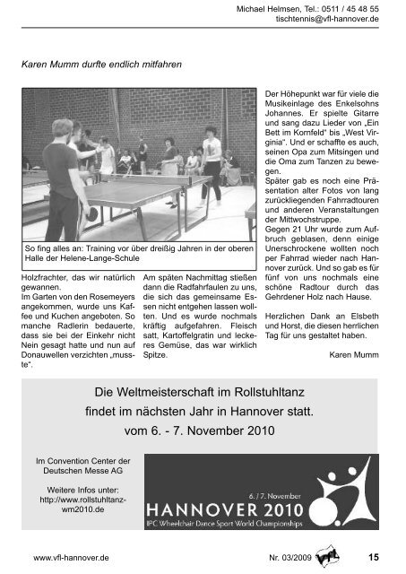 Der 5. Rollstuhltanz-Workshop - VfL Hannover