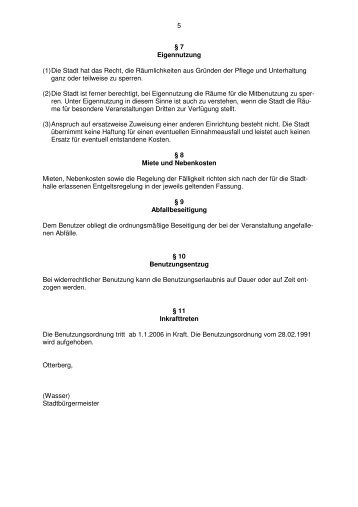 Benutzungsordnung der Stadthalle - Verbandsgemeinde Otterberg