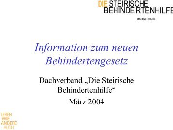 Information zum neuen Behindertengesetz - beim Dachverband der ...