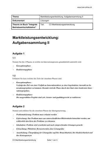 Aufgabensammlung II - LÃ¶sungen - BWL-Online