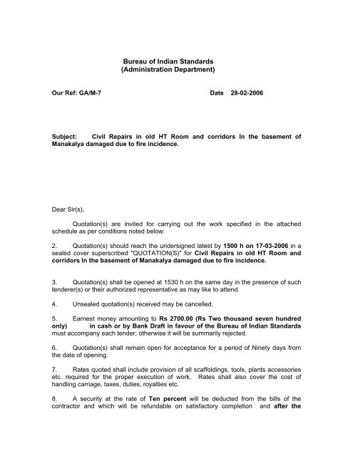 Bureau of Indian Standards (Administration Department) - BIS